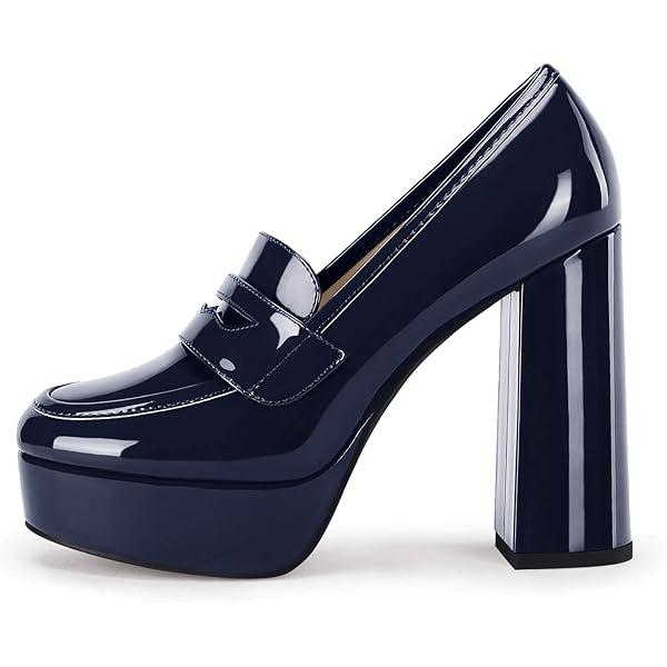 Amazon.com | XYD Women Chunky High Heels Platform Loafers
